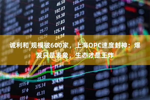 诚利和 规模破600家，上海OPC速度封神：爆发只是表象，生态才是王炸